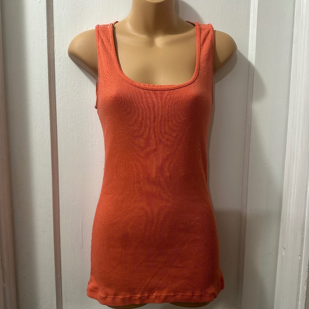 Bun‎ Maternity Orange Ribbed Nursing Tank Top in M